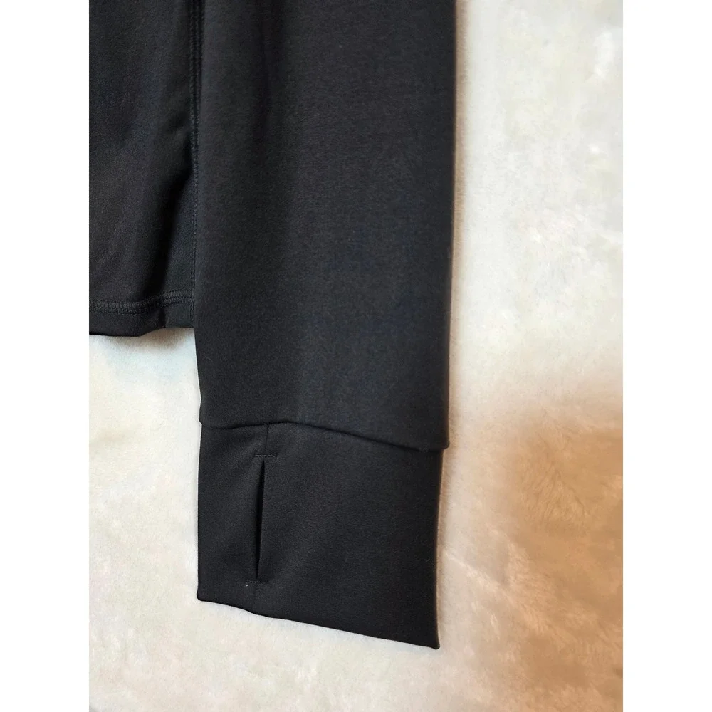 Womens‎ Black Full Zip Athletic Track Jacket Thumbhole Cuffs Size L Athleisure